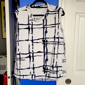 Sleeveless a line shirt Terry front/ sheer back